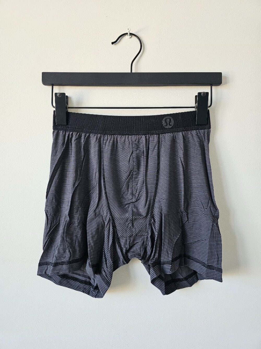 2 x NIB LULULEMON JSAK Black Gray Stripe Always In Motion Boxer 5" Large